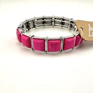 Pink and Silver western boho style Bracelet